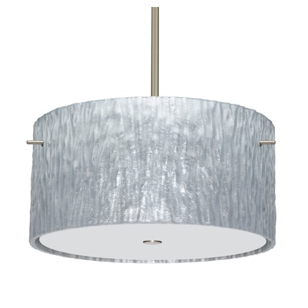 Tamburo 16 Stem Pendant, Stone Silver Foil, Satin Nickel Finish, 3x11W LED